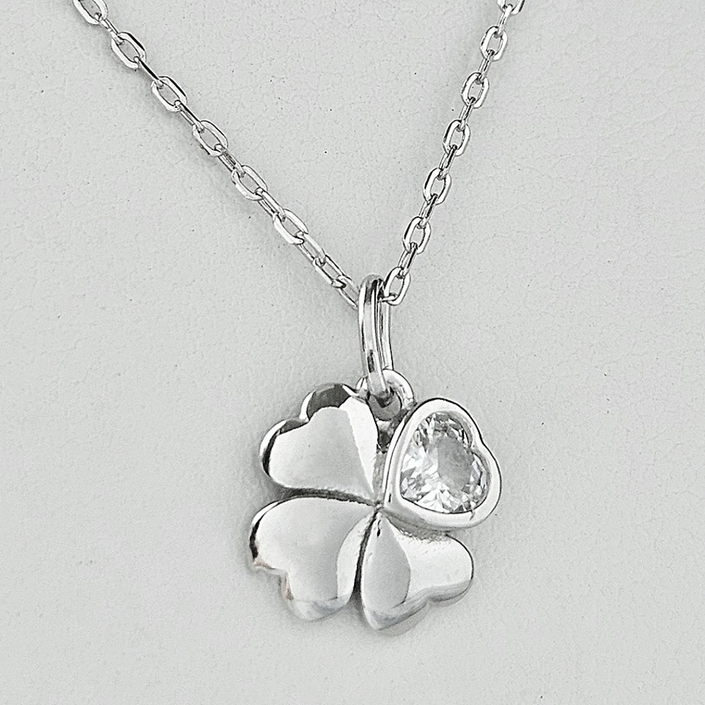 Dainty Silver Clover Necklace, 925 Sterling Silver Charmed Aroma